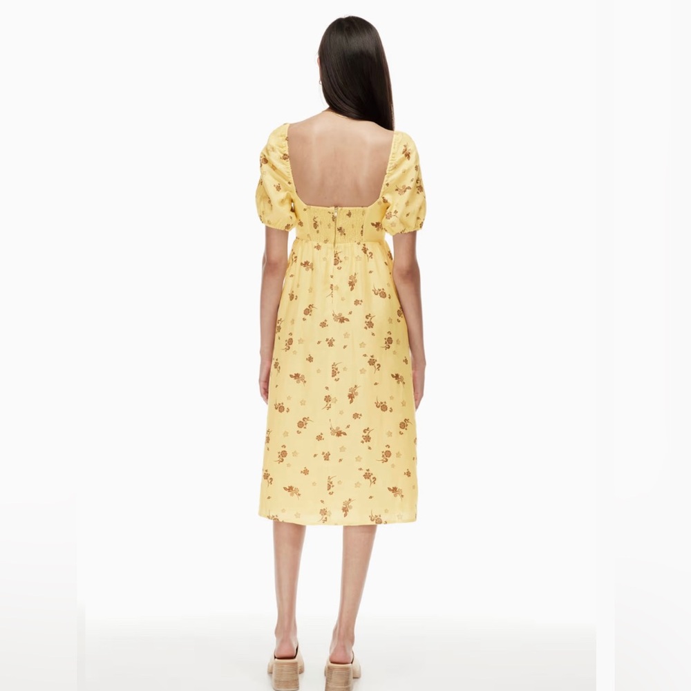 Aritzia Wilfred Rowena Linen Yellow Summer Vacation Boho Dress Cotagecore Sz 2 - Picture 5 of 13